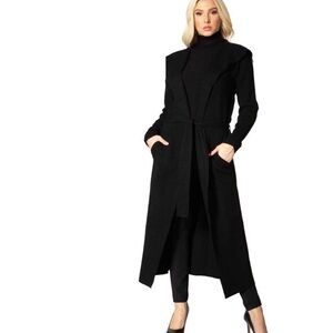 MAX SPORT Long Black Cardigan Duster Large NWT